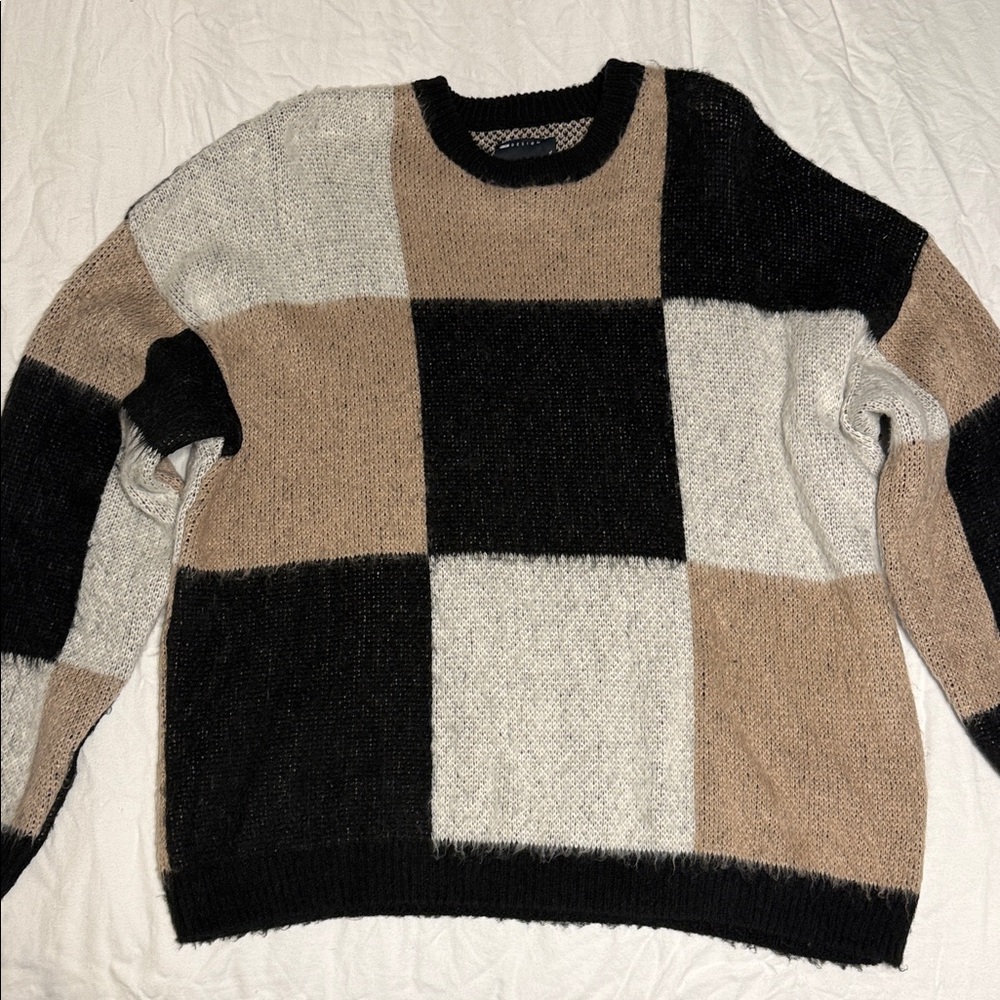 ASOS Black, White, and Tan Crewneck Sweater